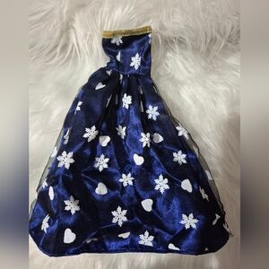 BARBIE~Blue w/ Snowflakes & Hearts STRAPLESS BALL GOWN DRESS